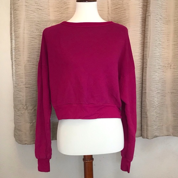Anthropologie t.la Burgundy Slouchy Crop Sweater - Picture 1 of 3